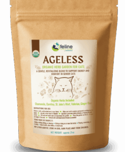 Help your senior kitty feel young at heart again. Ageless is a gentle, revitalizing blend of organic herbs chosen to support aging cats as they begin to slow down. Whether your cat needs a boost in comfort, mood, or daily energy, this garden offers a natural way to support them through the golden years. Just sprinkle it out and let them choose the herbs their instincts guide them to. Includes: Chamomile, Comfrey, St. John’s Wort, Valerian, Ginger Root